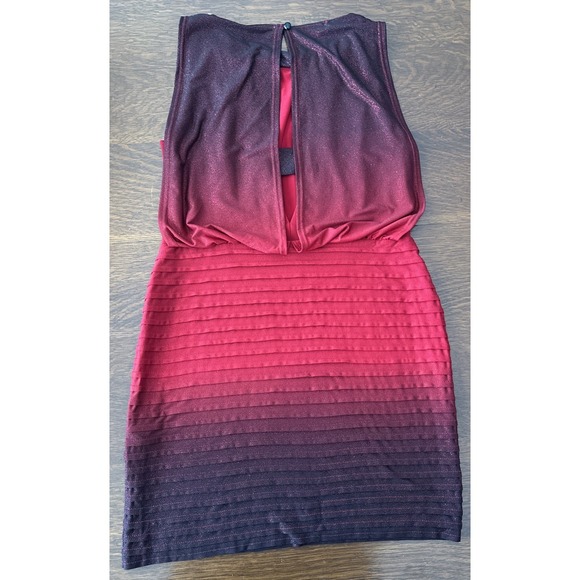 R&M Richards 12P Red Sleeveless Glitter Blouson Dress Ruffle Hem Open Back - Picture 9 of 16